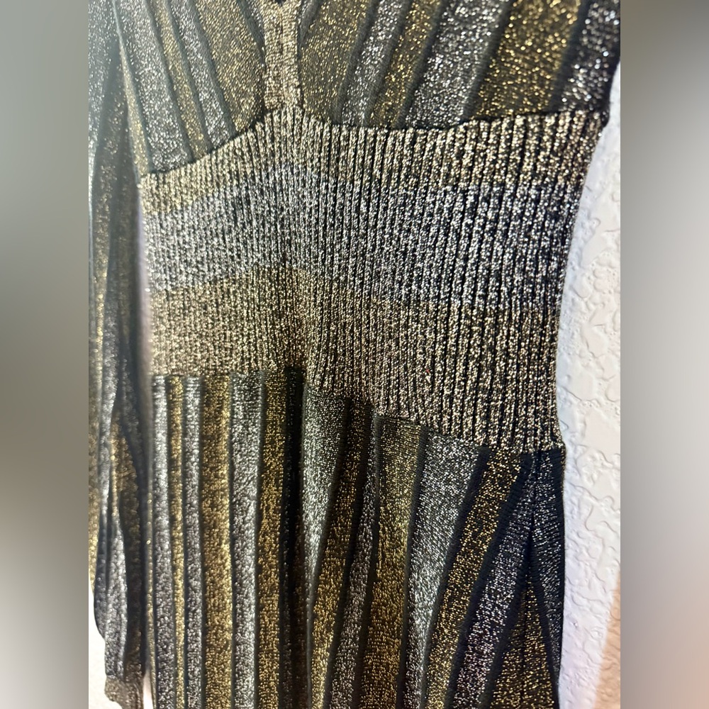 Guess Metallic Gold & Black Y2K Mini Dress | Glam Party Night Out - Picture 5 of 10